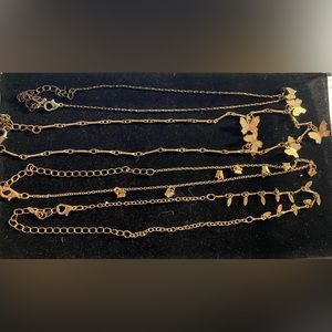 4 piece gold butterfly necklace set